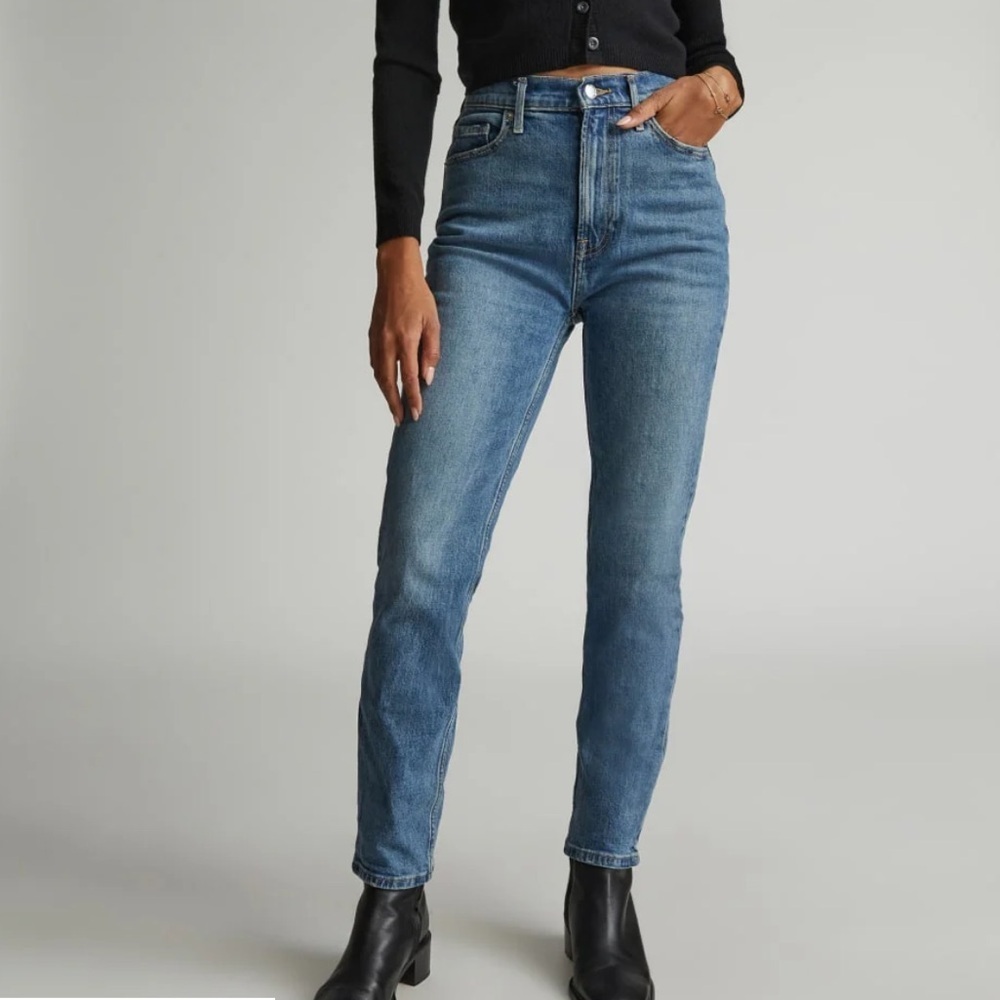 Everlane The Original Cheeky Crop Jeans Women’s Sz 27 Blue Mid Rise Straight Leg
